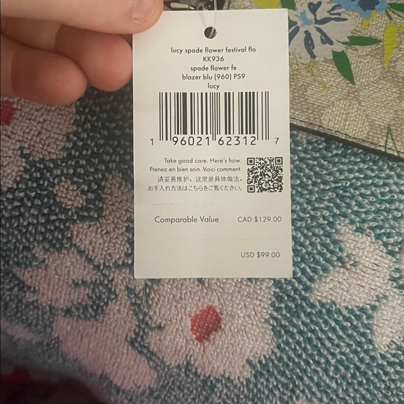 kate spade Beige Floral Zip Wallet with Blue and Green Accents - Picture 3 of 3